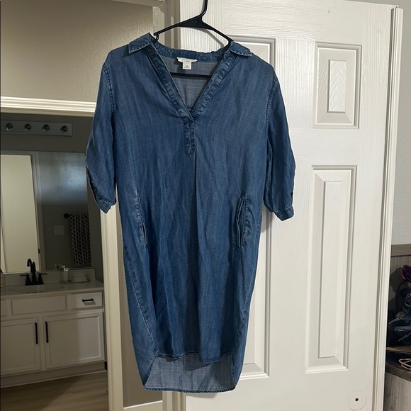 LOFT Blue Denim Tunic Dress - Picture 1 of 7
